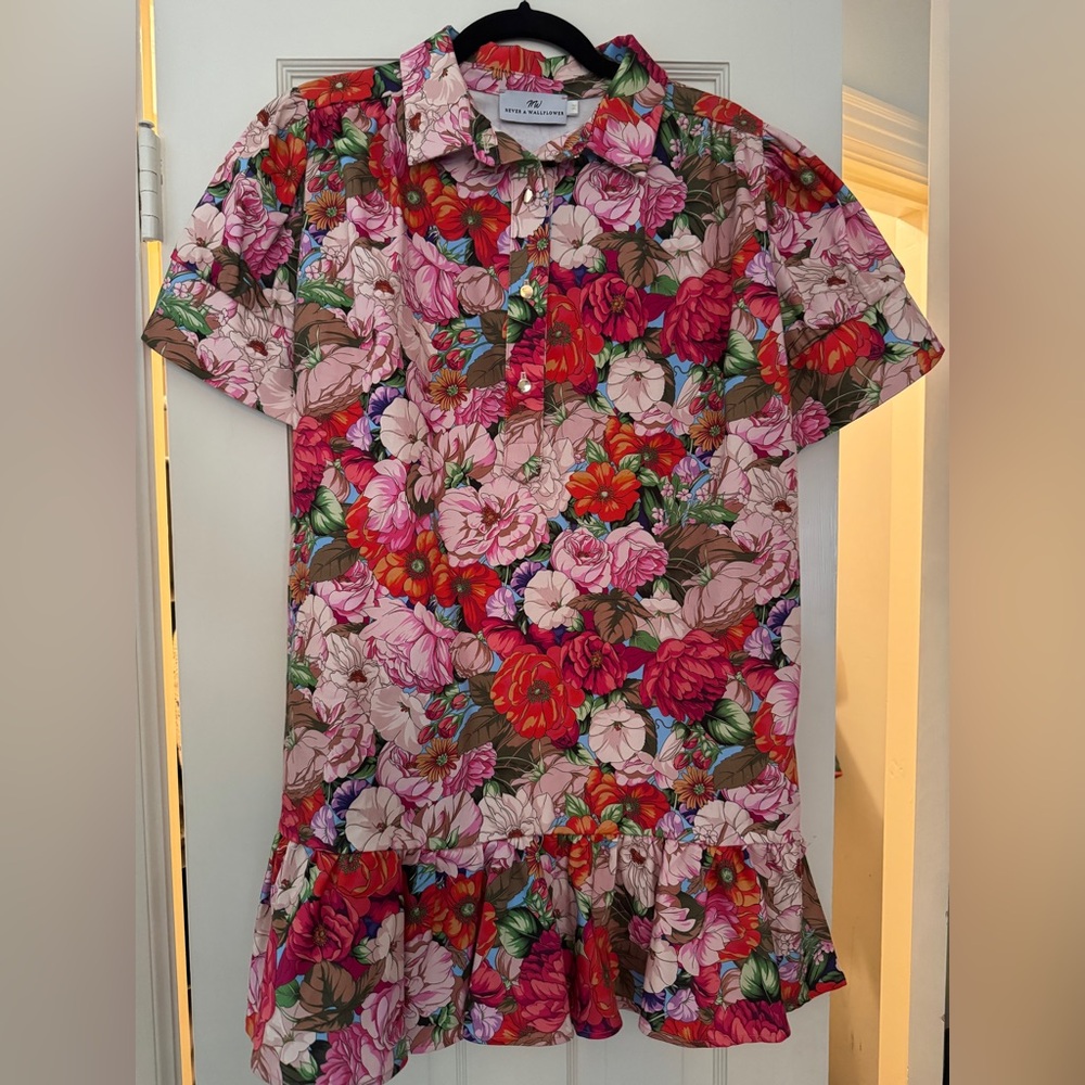 Never A Wallflower Vibrant Floral Button-Up Dress